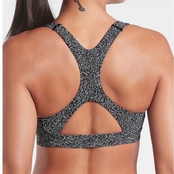 Athleta Ultimate Textured Sports Bra in Static Black /White W-874 Sz M - Picture 2 of 8